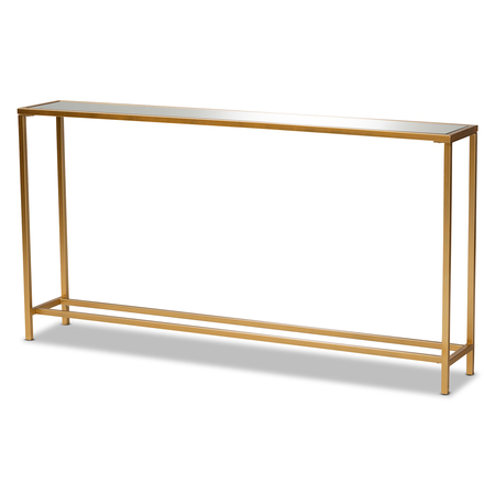 Baxton Studio Alessa Modern and Contemporary Glam Gold Finished Metal and Mirrored Glass Console Table 177-11191-Zoro